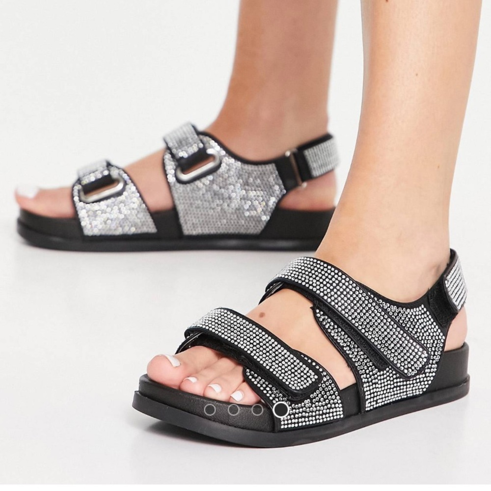 Sporty Rhinestoned Dad Sandals
